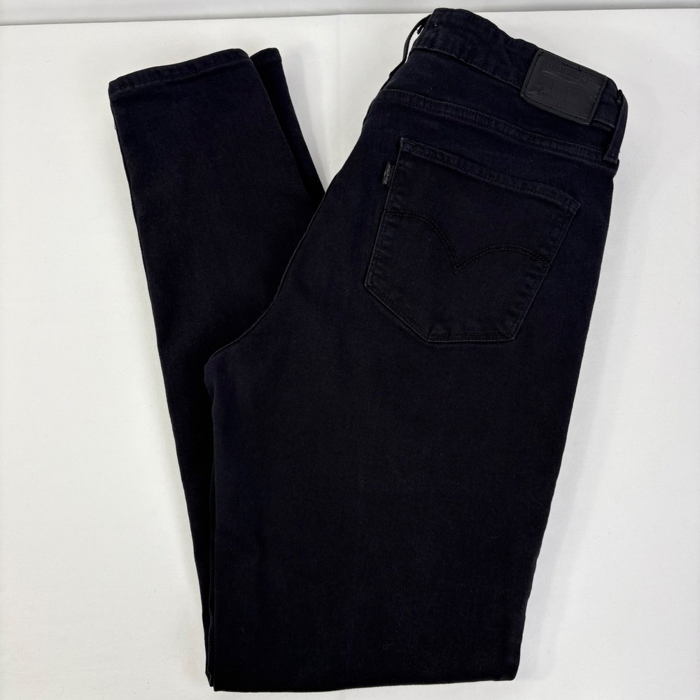 Levis Women's Premium Big E 721 High Rise Stretch Skinny Denim Jeans Black 32